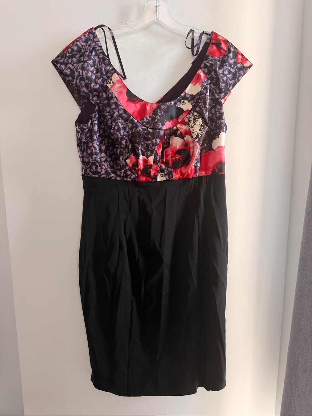le château Purple Lined Dress with Red & Cream Floral Trim